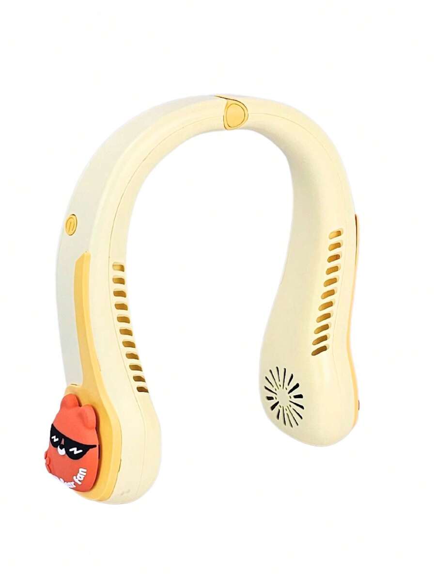 Portable Flexible Neck Fan USB Rechargeable Camping Traveling Training Fast Cooling - Yellow - View 1