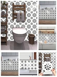 10片装几何格子图案印花PVC仿瓷砖家装墙贴墙纸壁纸DIY拼接自粘墙饰自粘防脏遮丑厨房卫生间客厅房间墙壁电视背景空间美化装饰 装修贴纸可撕墙板 墙纸壁纸 春季装修用品 焕新家居 拉玛装饰贴纸