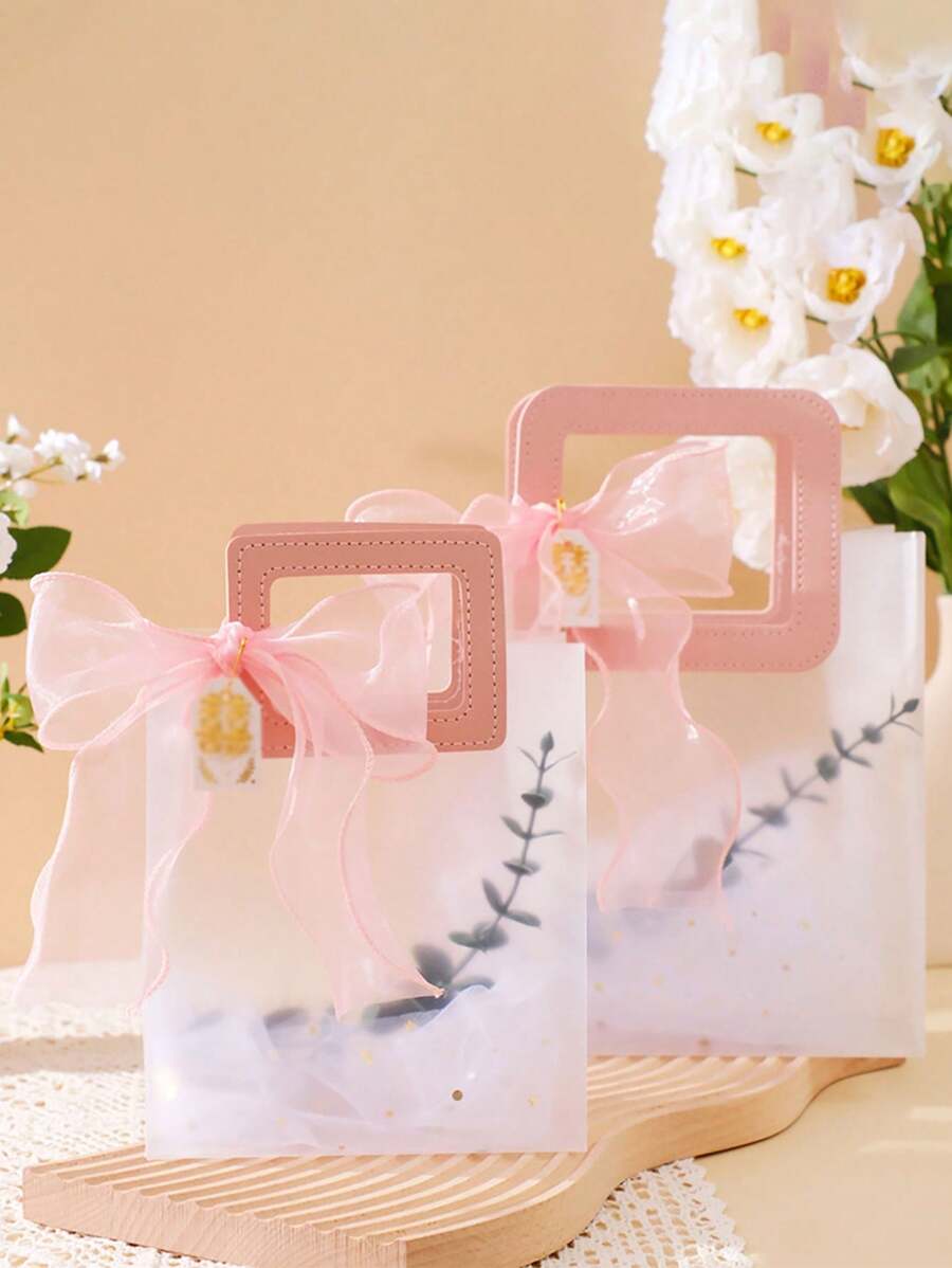 10/1 磨砂透明圆形手提包，情人节礼品袋，结婚礼品袋，糖果伴娘礼品袋，珠宝店袋，