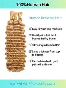 27 Honey Blonde Human Braiding Hair 110g 16-24 Inch Blonde Boho Braids Human Hair Deep Wave Bulk Curly Human Hair Braiding Hair For Braids Wet And Wavy Human Hair Water Wave Human Hair  3 Bundles - S27 - 查看 3