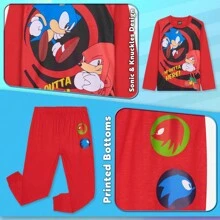 SONIC THE HEDGEHOG Shadow Long Sleeve Pyjama Set Cosy Nightwear Soft PJs Loungewear Sleepwear Gaming - Red - View 4