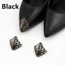 1pair Women's High Heels Tip Protectors, Anti-Scratch Shoe Toe Shields, Invisible Decoration, Metal Caps - Multicolor - View 5