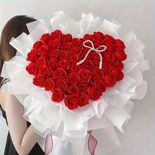 1 套情人节花束心形造型器插花支架花束支架花艺布置工具造型器，爱心花 DIY 花瓶配花束包装材料和配件 - 白色 - 查看 4