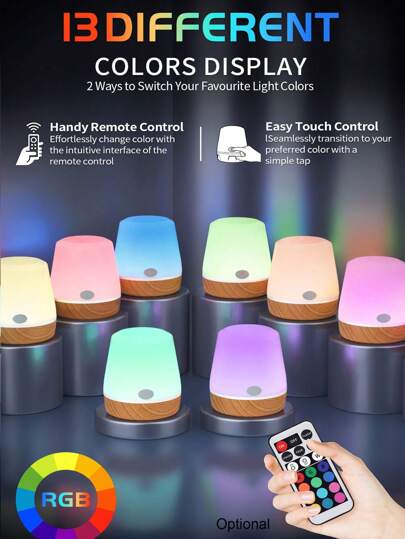 RGB彩色夜灯，台灯，可选遥控器，婴儿房夜灯，触摸感应床头灯，电池供电夜灯，RGB变色可调光台灯，哺乳LED夜灯（带/不带遥控器）