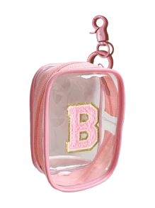 Portable Mini Transparent Zipper Storage Bag, Towel Embroidered Letter, Small Multi-Function Storage Bag, Earphone & Charger Storage Box With Keychain, Transparent Travel Accessories, Exquisite And Compact, Suitable For Storing Small Items, Cable Storage Bag, Bracelet Pouch - Pink - View 27