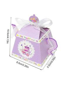 12pcs Vintage Teapot-Shaped Floral Boxes With Ribbon - Cardboard Flower Arranging Containers, Waterproof, Multi-Purpose Table Centerpieces For Afternoon Tea, Vibrant Spring Flower Pattern Gift Boxes For Wedding, Bridal Shower, Birthday Party Favors Decor - Multicolor - View 3