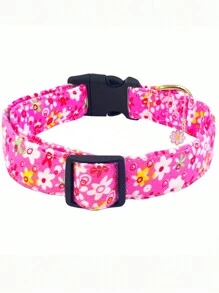1 pièce Collier de chien réglable imprimé de fleurs mignonnes avec pendentif, convient aux petits, moyens et grands chiens, disponible en rouge, rose, violet, bleu