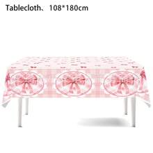 粉色蝴蝶结派对餐具，蝴蝶结生日派对盘子和餐巾桌布，蝴蝶结派对装饰单身派对新娘订婚派对餐具