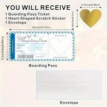 Juego de 5 piezas de tarjetas de felicitación con pase de embarque sorpresa y sobres, kit de invitación con temática de viaje, adecuado para San Valentín, cumpleaños, aniversario y fiestas
