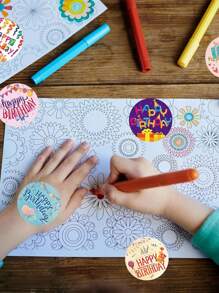 500 sztuk/rolka Styl urodzinowy Przyjęcie Samoprzylepne naklejki, Nadaje się do tortu, prezentów, banerów, etykiet, naklejek uszczelniających, kart, pudełek, dekoracji imprezowych DIY, Wodoodporne etykiety PVC bez kleju