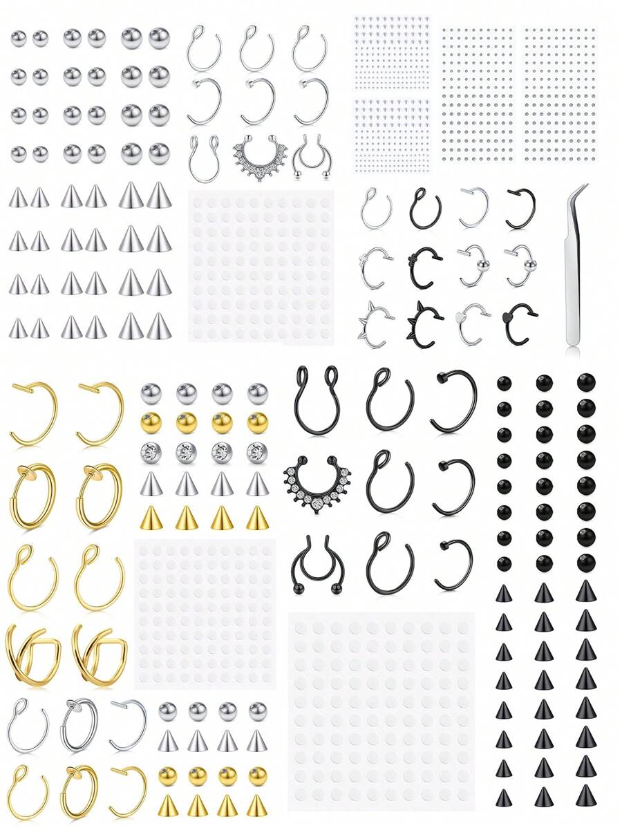 Fake Piercings Fake Nose Ring Fake Septum Piercing Fake Lip Ring Fake Lip Piercing Fake Nose Ring Septum Clip On Nose Ring Faux Septum Piercing Fake Nose Stud Fake Septum Jewelry Fake Earring Stud Fake Eyebrow Piercing Fake Labret Jewelry Fake Snake Bites Piercing Fake Piercing Balls For Halloween Stick On Fake Nose Stud Fake Earring Hoops Non Piercing - Fake Piercings - View 1