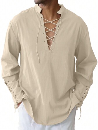 Långärmad medeltida dragsko för män, vikingadräkt