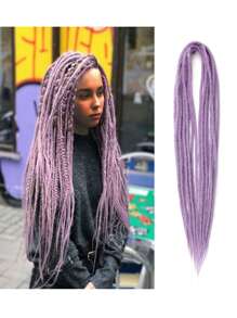 10strands/Set 0.6 Cm Thin 24" Double Ended Crochet Hippie Wool Dreadlock Extensions Handmade Synthetic Black Styles For Woman And Man - Multicolor - View 12