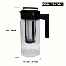 1pc Portable Cold Tea Coffee Maker Bottle, Milk Iced Tea Maker Cold Tea Pitcher, Juice Carafe For, Restaurant, Office, Coffee Servers - Black - View 3