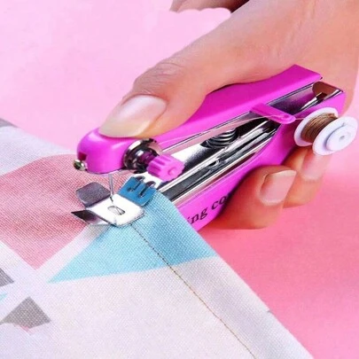 1 pieza Máquina de coser, Máquina de coser rápida, Máquina de coser portátil, Máquina de coser portátil de metal, Máquina de coser manual portátil y multifuncional de mini tamaño y multicolor para uso doméstico