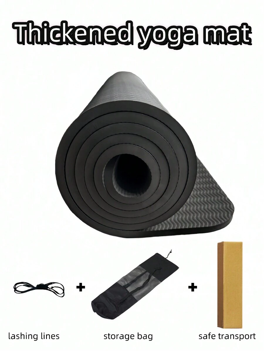 3pcs High-Quality TPE Non-Slip Soft Fitness Mat - Extra Wide & Thick Pure Black Yoga Mat, Ideal For Home Yoga, Pilates, Stretching, Workout - 183cm * 61cm * 1cm / 72.05in * 24.02in * 0.4in Size