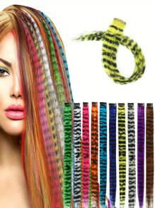 Synthetic Feather Hair Extensions Colorful Wig Clip In One Wig For Women Cosplay Party Y2K Style Good For Newbie Christmas Gift - Multicolor - View 3