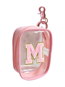 Portable Mini Transparent Zipper Storage Bag, Towel Embroidered Letter, Small Multi-Function Storage Bag, Earphone & Charger Storage Box With Keychain, Transparent Travel Accessories, Exquisite And Compact, Suitable For Storing Small Items, Cable Storage Bag, Bracelet Pouch - Pink - View 30
