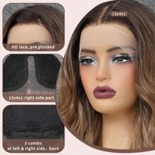 13x4x1 Synthetic Lace Front Wig Pre Plucked Highlight Ombre Honey Blonde Wigs For Women Ready To Wear HD Glueless Natural Wavy Wig For Women Long 26 Inch Middle Part Wig