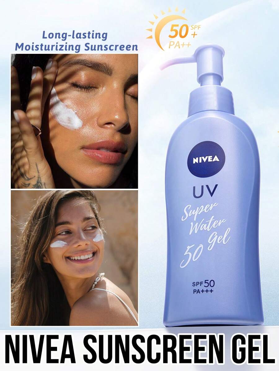 NIVEA 妮维雅防晒凝胶，防晒霜，阻隔紫外线，有效抵御阳光，不油腻不泛白，质地轻盈，SPF50 PA++++，保湿凝胶配方，蕴含透明质酸，滋润滋养，适合所有肤质，包括敏感肌肤，适合大众、通勤、户外活动和夏季使用。 - 140g - 查看 1