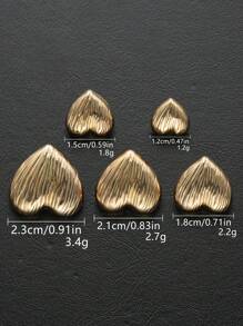 10 Peças/Pacote Botões de Metal Vintage com Listras Verticais Amassadas em Formato de Coração, Decoração Versátil para Casacos, Camisas, Suéteres, Blazers, Jaquetas, Sapatos, Bolsas, Costura DIY - Multicolorido e Multitamanho