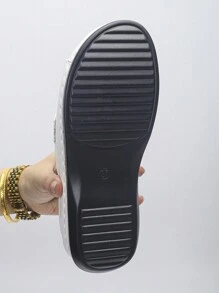 Sandalias informales de verano con cuñas plateadas talla grande 36-43, cómodas sandalias de plataforma con decoración de cadena metálica para uso diario y exterior para mujeres