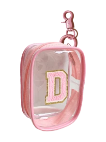 Portable Mini Transparent Zipper Storage Bag, Towel Embroidered Letter, Small Multi-Function Storage Bag, Earphone & Charger Storage Box With Keychain, Transparent Travel Accessories, Exquisite And Compact, Suitable For Storing Small Items, Cable Storage Bag, Bracelet Pouch - Pink - View 25