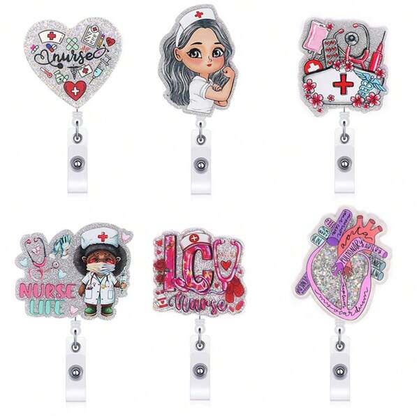 حامل بكرة شارة قابلة للسحب - حاملة شارات هوية عصرية للممرضات والطلاب والموظفين للاستخدام اليومي