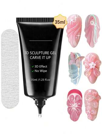 COLOURSMILE 3D 35ML SCULPTURE GEL And Rub For Nails , Super Strong Gel Nail Glue For Nail Charm 3D Nails Bling Gel For Decoration Gem Nail Art Jewel Diamonds Cured Need UV/LED Beauty Gift