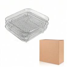 1/3/6 Pcs Air Fryer Round Racks, Stackable Racks, Dehydrator Racks, Drip Tray, Roasting Racks, Food Frying Basket Accessories Set For BBQ Grill & Air Fryer