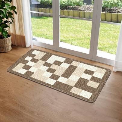 1 件柔软仿羊绒拼布地毯/垫子，现代装饰地毯，适合客厅、卧室、家居使用