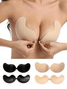 1 对芒果形硅胶乳头贴粘性胸罩，女士肤色隐形胸罩聚拢乳房贴片防凸起提升乳头贴片，性感隐形胸罩，内衣乳头贴，女士胸罩，隐形聚拢胸罩露背无肩带胸罩无缝前扣胸罩内衣女士自粘硅胶粘合剂 - 彩色 - 查看 2