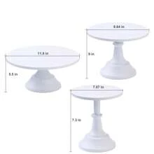 VILAVITA 3Pcs Cake Stand, White/Gold Cake Stand Set Diameter 8" 10" 12", Perfect Dessert Table Display Set, Cupcake&Cake Stands For Party, Wedding, Birthday, Baby Shower, Celebration - 白色 - 查看 3