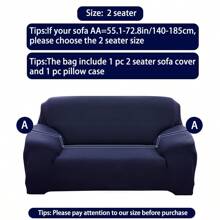 Bộ 2 vỏ bọc ghế sofa lụa sữa màu trơn [Mỗi chiếc có 1 vỏ đệm], vỏ bọc ghế sofa đàn hồi cao chống thú cưng dễ lắp đặt cho phòng khách đơn/đôi/ba/bốn chỗ ngồi - Màu xanh hải quân - Xem 4