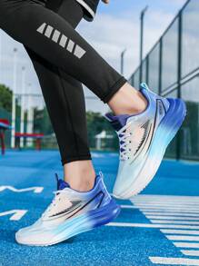 弹性透气运动鞋跑步鞋男士休闲运动鞋 - 藍色 - 查看 6