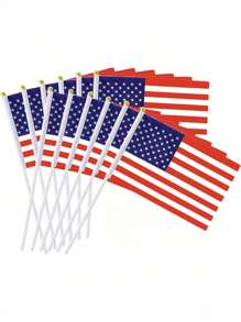 5/10pcs American Flag, Mini Handheld Flag, Polyester Full-Color Tear Resistant Flag, Commemorative Terrace Decoration Outside Patriotic Holiday Courtyard