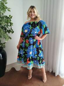 Vestido Midi Plusize Ciganinho Cintura Lastex Modinha Grande