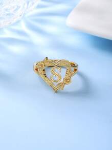 1pc Stylish Adjustable Rings With Heart, Letter, Geometric Pattern Design, Fashion Accessories, Ideal Gift