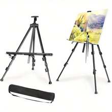 Easel For Display, Adjustable Height 20" To 63" Tabletop & Floor Art Easel, Metal Tripod Artist Easels Stand For Painting Canvas, Wedding Signs With Carry Bag - Black