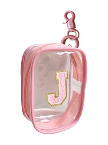 Portable Mini Transparent Zipper Storage Bag, Towel Embroidered Letter, Small Multi-Function Storage Bag, Earphone & Charger Storage Box With Keychain, Transparent Travel Accessories, Exquisite And Compact, Suitable For Storing Small Items, Cable Storage Bag, Bracelet Pouch - Pink - View 31