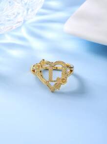 1pc Stylish Adjustable Rings With Heart, Letter, Geometric Pattern Design, Fashion Accessories, Ideal Gift