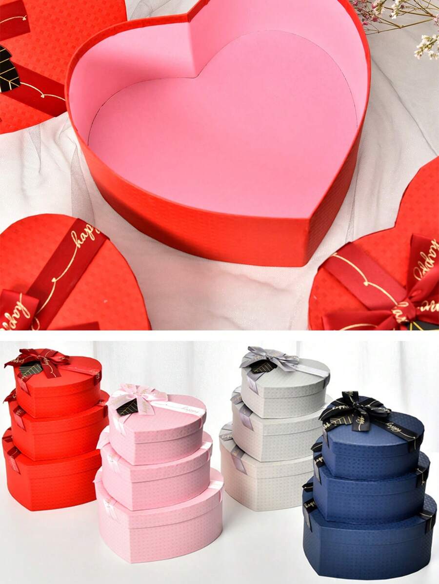 Scatole regalo per San Valentino, regali commemorativi per matrimoni, scatole regalo a forma di cuore con nastro, scatole regalo vuote rivestite, scatole regalo piccole per confezioni floreali, scatole regalo per matrimoni, Natale, Capodanno, feste di compleanno