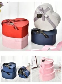 Scatole regalo per San Valentino, regali commemorativi per matrimoni, scatole regalo a forma di cuore con nastro, scatole regalo vuote rivestite, scatole regalo piccole per confezioni floreali, scatole regalo per matrimoni, Natale, Capodanno, feste di compleanno - Multicolore - Visualizzare 3