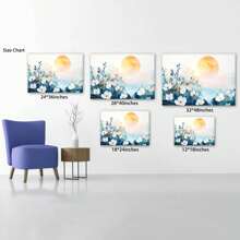 GUTTATY BUTURCAR Flower Canvas Wall Art Decor, Spring Wildflower Print Painting For Room Bathroom Wall Decoration, Modern Nature Flower Landscape Picture, Framed Blue&White Floral Artwork Poster 12x18 Inches