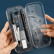 1 Set Pencil Case Kit, Drawing & Drafting Tools For Middle School Students, Includes Ruler And Other Stationery Supplies For Exam And Design Use - Multicolor - View 1