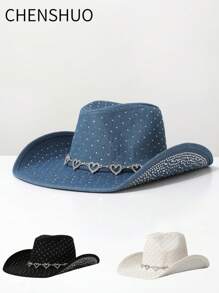 1 peça chapéu de jazz de cowboy ocidental destacável com strass em estilo boêmio e, adequado para festivais de música, eventos com tema de faroeste, festas vintage, dramatização, noites de fantasias, bailes de fim de ano, festas de solteiros, comemorações de aniversário, apresentações no palco, todas as estações - cartola - Ver 12
