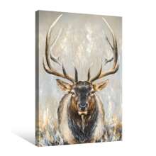 Lienzo de alce, arte de pared, vida silvestre abstracta, alce, ciervo, imagen grande, pintura de animales vintage para dormitorio, sala de estar, decoración de granja - Multicolor - Ver 1