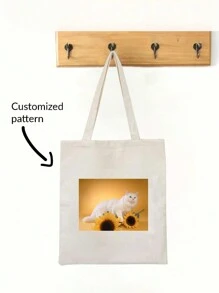 Bolsas de tela personalizadas y reutilizables, con imágenes personalizables, bolsas de regalo para ferias comerciales, ligeras, elegantes y de moda con asas fijas, perfectas para uso diario, la escuela, el trabajo y los viajes, regalos ideales para mujeres. - Multicolor - Ver 2