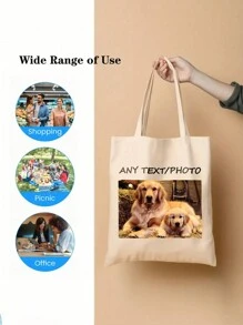 Bolsas de tela personalizadas y reutilizables, con imágenes personalizables, bolsas de regalo para ferias comerciales, ligeras, elegantes y de moda con asas fijas, perfectas para uso diario, la escuela, el trabajo y los viajes, regalos ideales para mujeres. - Multicolor - Ver 5