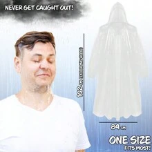 City Comfort Rain Poncho Disposable Transparent Waterproof Ponchos Multipack - White - View 5